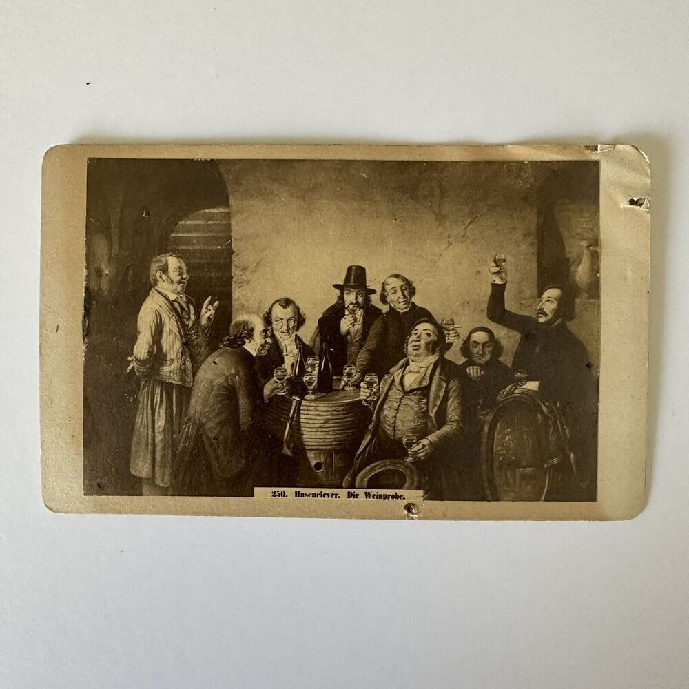 Antique CDV Card J.P. Hasenclever Wine Tasting 1900s 4”x2.5”